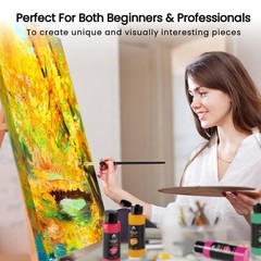 40 Pcs Acrylic Paint Set – 24 Colors (2oz/60ml) with 12 Brushes, 2 Knives & P…
