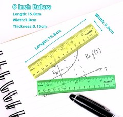 6 Inch Rulers, Colored Clear Centimeters 6 Inches, assorted colors