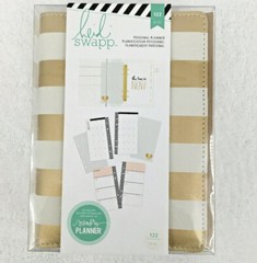 Heidi Swapp Gold and White Striped Undated Planner 22 Piece Set Medium 7.5″ x 6″