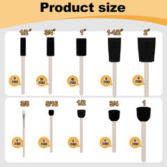 50Pcs Foam Brush and round Foam Brush Set with High Density Foam for Multi Proje