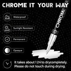 3Pcs Chrome Paint Markers, Silver Permanent Mirror Liquid Chrome Pens for Pla…