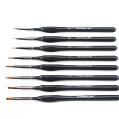 Transon Fine Detail Art Paint Brush Set 8pcs with 8 PCS Black, 8 Pcs