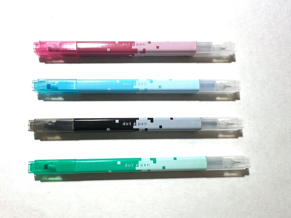 4 Sun Star dot e pen double sided Marker Pixel Art Pen Black Pink Green Blue