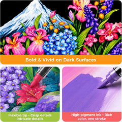 90 Colors Acrylic Paint Markers, Landscape & Nature Pens Set with Brush Tip & Au