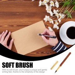 Solid Wood Brush Calligraphy Practicing Pens Painting Refillable Fountain