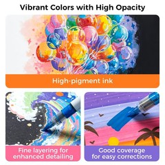 Ohuhu Acrylic Paint Markers Brush Tip: 48 1 Count (Pack of 48), Multicolor
