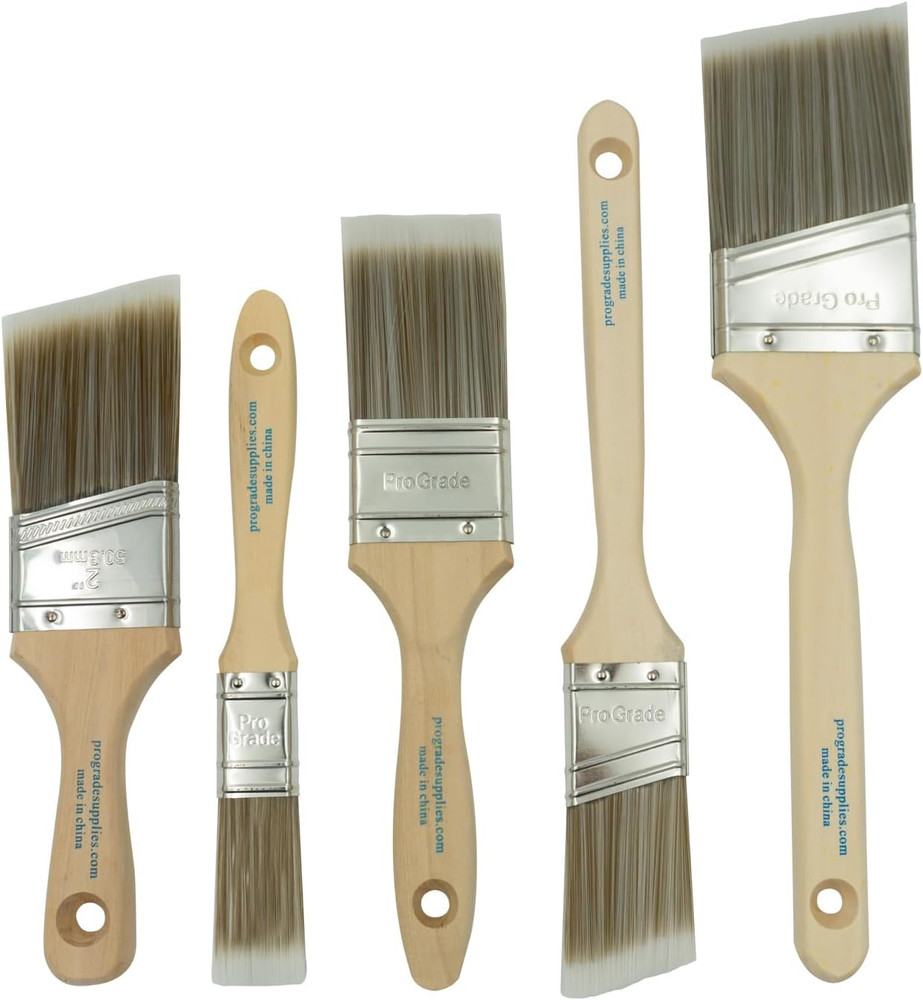 , Paint Brushes, 5-Piece, Paint Brush Set: Flat & Angle Brushes for Latex and Oi