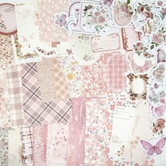 100PCS Vintage Floral Scrapbook Paper,Textured Paper Assorted Set, Special