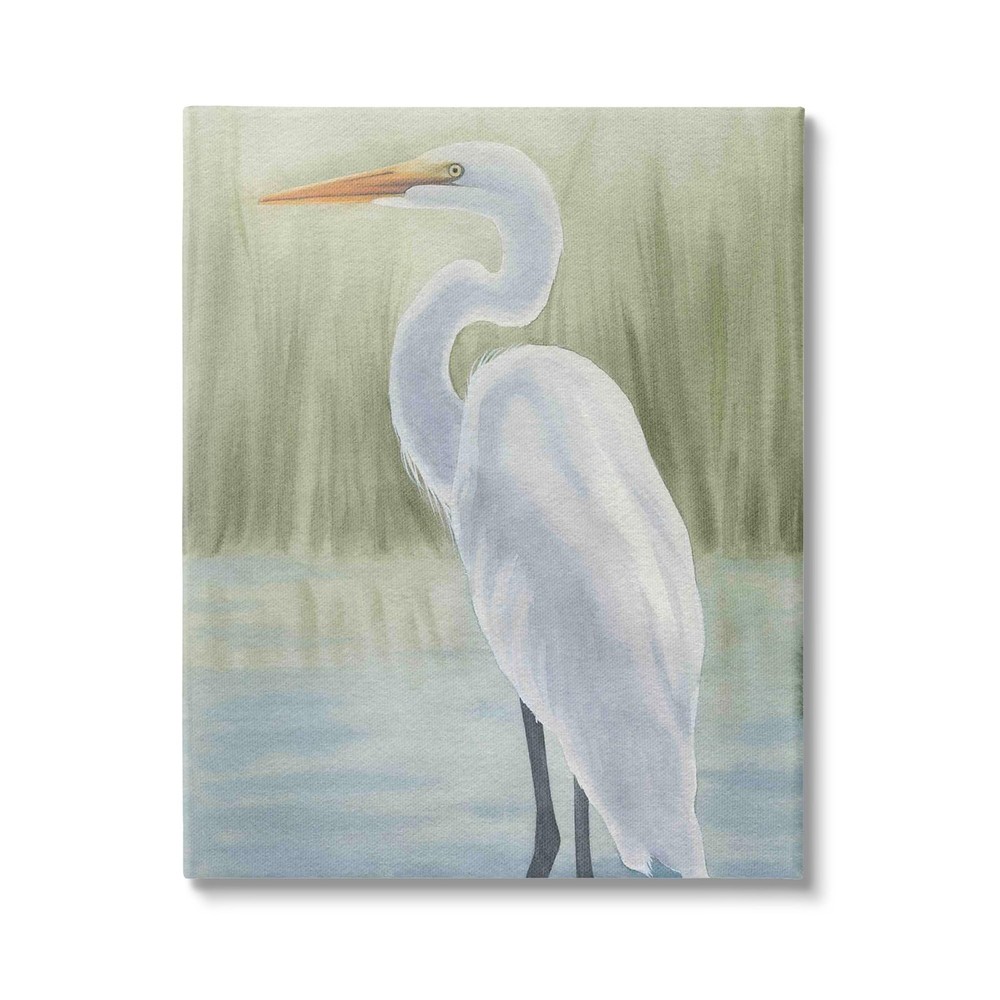 Stupell Industries Egret on Marsh Landscape Canvas Wall Art Design by Grace P…