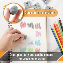 Kneaded Eraser, 6 Pack, Grey, Kneaded Erasers for Artists, Art Eraser, Kneadable