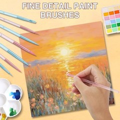 8pcs Fine Detail Paint Brush Set, Small Miniature Fine Tip Detail Pink and Blue