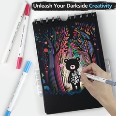 Black Sketchbook Set：5.5″ x 8.5″ 100GSM Aicd-35 Sheets Black Sketchbook & 4 D…