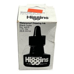 Higgins Waterproof Drawing Ink Bottle Black India 1 Fl Oz 4415 Art Drafting NOS