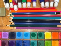 Lot Of 130 ARTSKILLS Acrylic Oil Pastel Supplies Some New Some Used