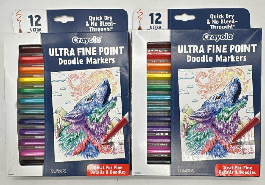 2PK Crayola Ultra Fine Point Doodle Markers ~ 12 Colors EACH ~ FAST SHIP ~ READ