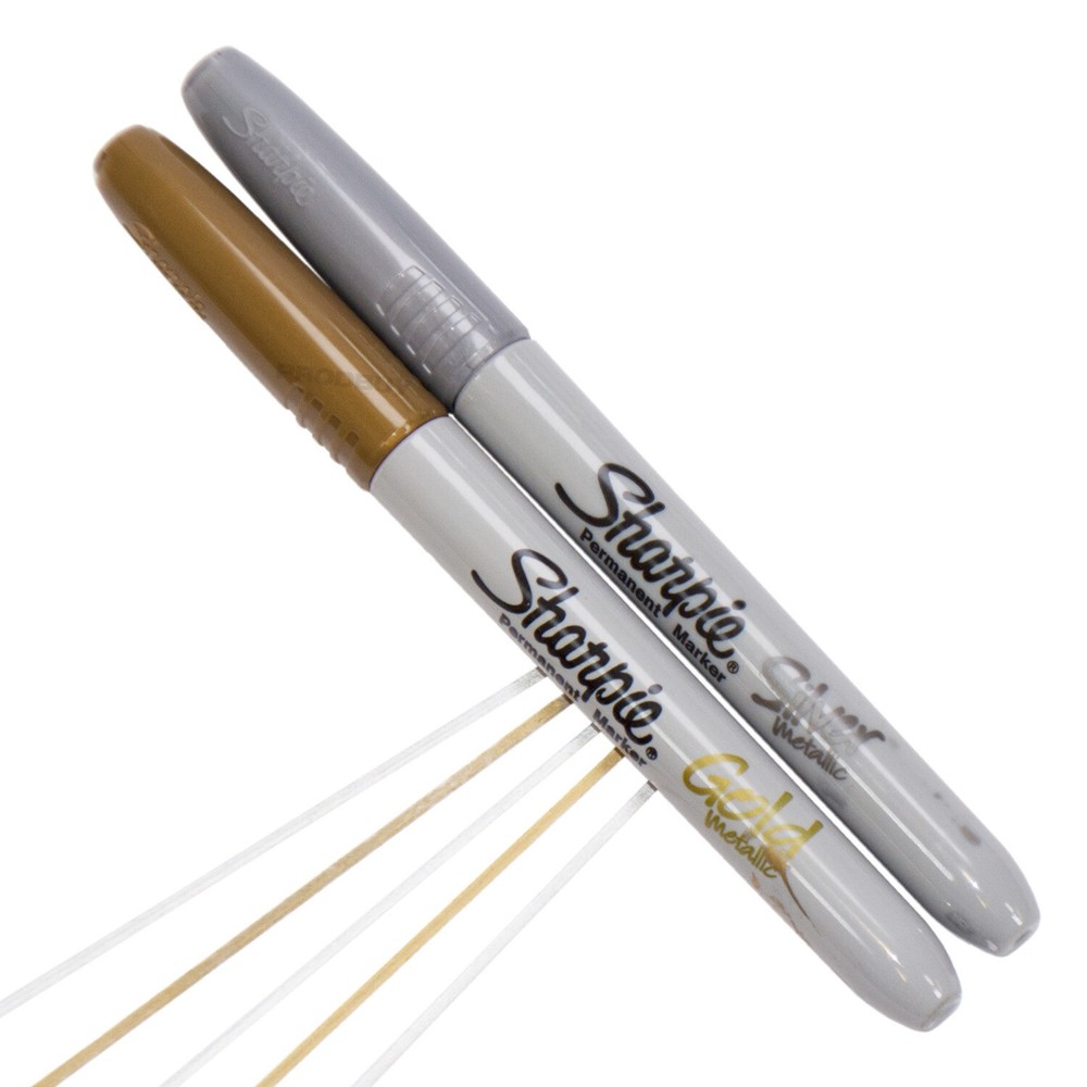 Set of 2 Sharpie Brand Marker Pens – 1 x Gold & 1 x Silver – Fine Point Metallic