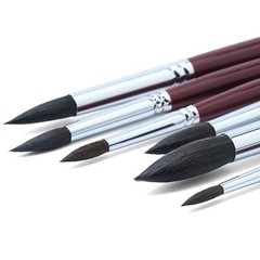 Transon Squirrel Hair Round Paint Brush Set 6PCS Short-Handle, Red