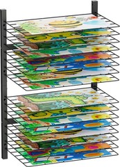 mocomax Wall Mount Art Drying Rack, 16 Removable Shelves Metal Paint Drying R