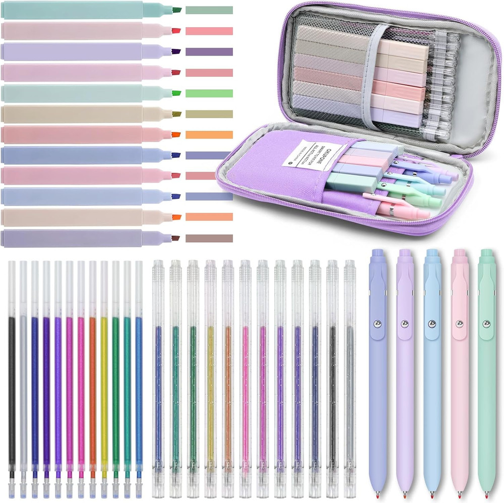 42 Pack Gel Pens for Coloring Books, 5 Gel Pen 0.5Mm Black Ink, 12 Vibrant Spark