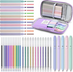 42 Pack Gel Pens for Coloring Books, 5 Gel Pen 0.5Mm Black Ink, 12 Vibrant Spark