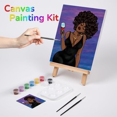 Painting Kit Pre Drawn Canvas for Painting for Adults Party Kits Paint and Si…