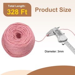328 Feet Natural Jute Twine 3mm Twine String Color Jute Rope, Pink