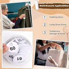 Pcs Number Tags Round 2 Part Coat Check Tags Plastic 1.7inch-round 1200 White