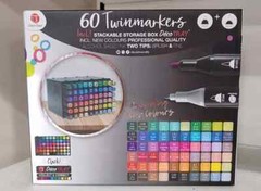 Decotime 60pk twin markers Paint ART Deco Tray ANY SURFACE Alc ink NEW