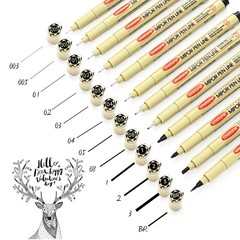 Micro Fineliner Drawing Art Pens: 12 Black Fine Line Waterproof Black,12pcs