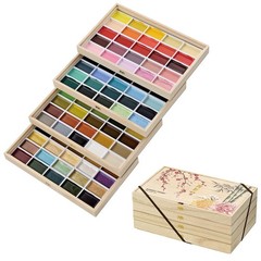 Kuretake Gansai Tambi 100 Color Set IV Artist Watercolor Paint Wooden Box