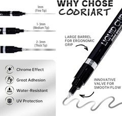 1 or 3PK Permanent Liquid Mirror Chrome Marker for Any Surface Chrome Paint Pen