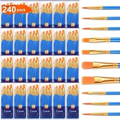 Acrylic Paint Brush Set, 24Pack/240Pcs Paint Brushes, Nylon Brush Head for Oi…