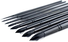 Sturdy 8-Pc Artist Paint Brush Set – Goat Hair with Metallic Champagne Handles