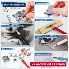 Daerthotk 53 PCS Drawing Kit Sketching Pencil Set, Sketch Pencils Art Supplies w