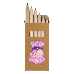 6 x ‘Sweet Baby’ Short 85mm Pencils / Coloured Pencil Set (PE00096620)