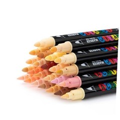 24 Skin Tone Colors Acrylic Paint Pens, Dual Tip Art Markers with Brush & Fine