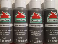 Apple Barrel Pewter Grey Matte Acrylic Paint Quick Drying 4 pcs.