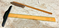 Vintage Transparent Edge Wood 24″ T-Square & 24″ Wood handled Drafting Brush