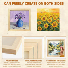 6 Pack Unfinished Blank Wood Panel Boards, Natural Wooden Painting Canvas for Oi