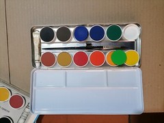 PELIKAN watercolor set 735/12 opaque colours tin box, GERMANY vintage new unused