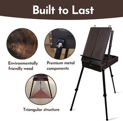 70″ Folding French Easel with Aluminum Legs and Drawer for Painting & Sketching