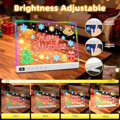Led Drawing Board with 13 Light Effects, 16″ Rechargeable Glow Doodle LED White