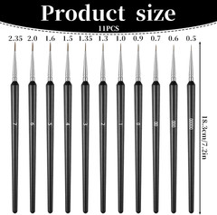11 Pack Detailing Paint Brush, Micro Outlining Paint Brushes, Fine Art Brush Set