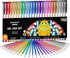 Shuttle Art 50 Pack Metallic Gel Pens, 25 Metallic Gel Pens Set with 25 Refills