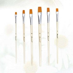 6 Pcs Nylon Paint Brushes Wood Handle Brushes Aluminum Watercolor (Flat Peak)
