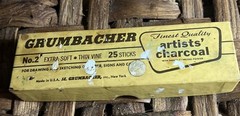 Grumbacher Artists’ Charcoal No. 2 Extra Soft Thin Vine Sticks Used Preowned Vtg