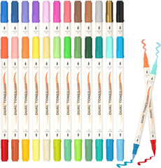 48 Colors Dual Tone Acrylic Paint Markers, 24 Pack Acrylic Paint Pens Set for Ro