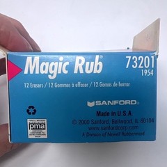 SANFORD MAGIC RUB 1954 BOX OF 12 ERASERS NON-SMUDGE NON-ABRASIVE WHITE Sticky
