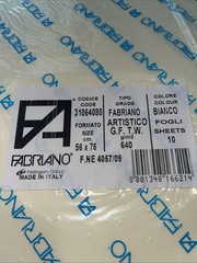 Fabriano Artistico Watercolor Paper 640g 56x76cm Cold Press 10 Sheets