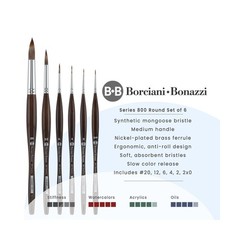 Unico Synthetic Mongoose Artist Paint Brush – Series 800 Round – Set of 6 – W…